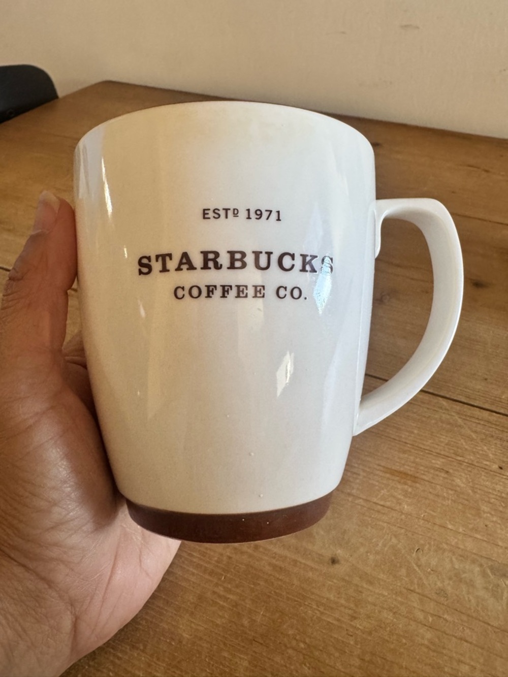 Starbucks White Mug with Brown Base and Logo